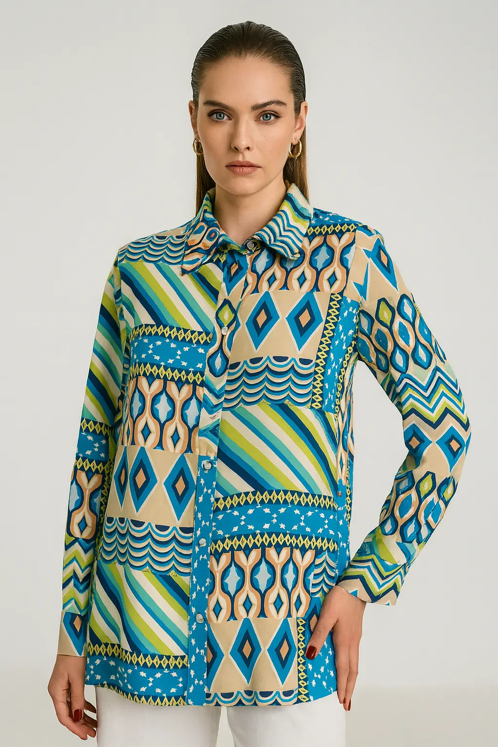 Camicia con colletto, a maniche lunghe con stampa all over - Image 7
