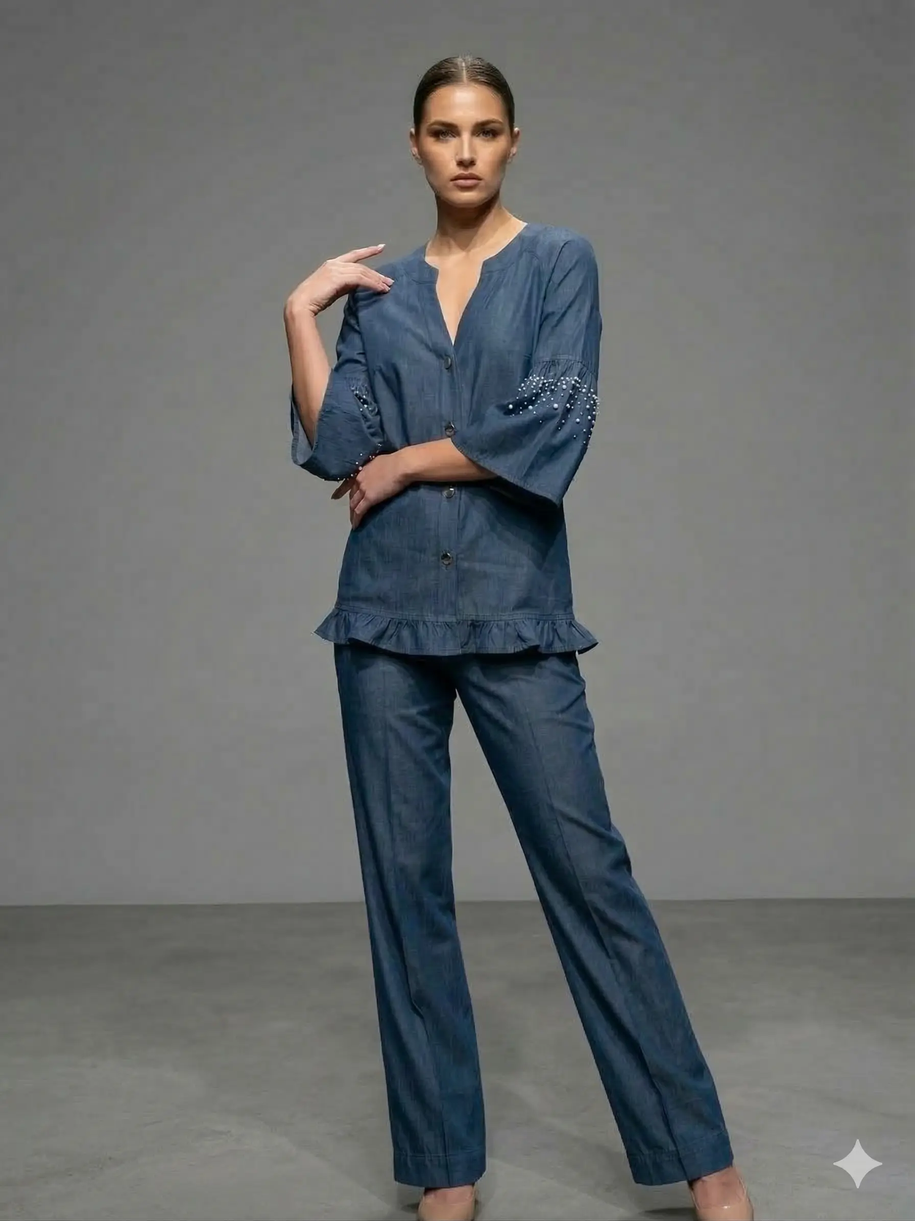Camicia con collo coreana - Image 3