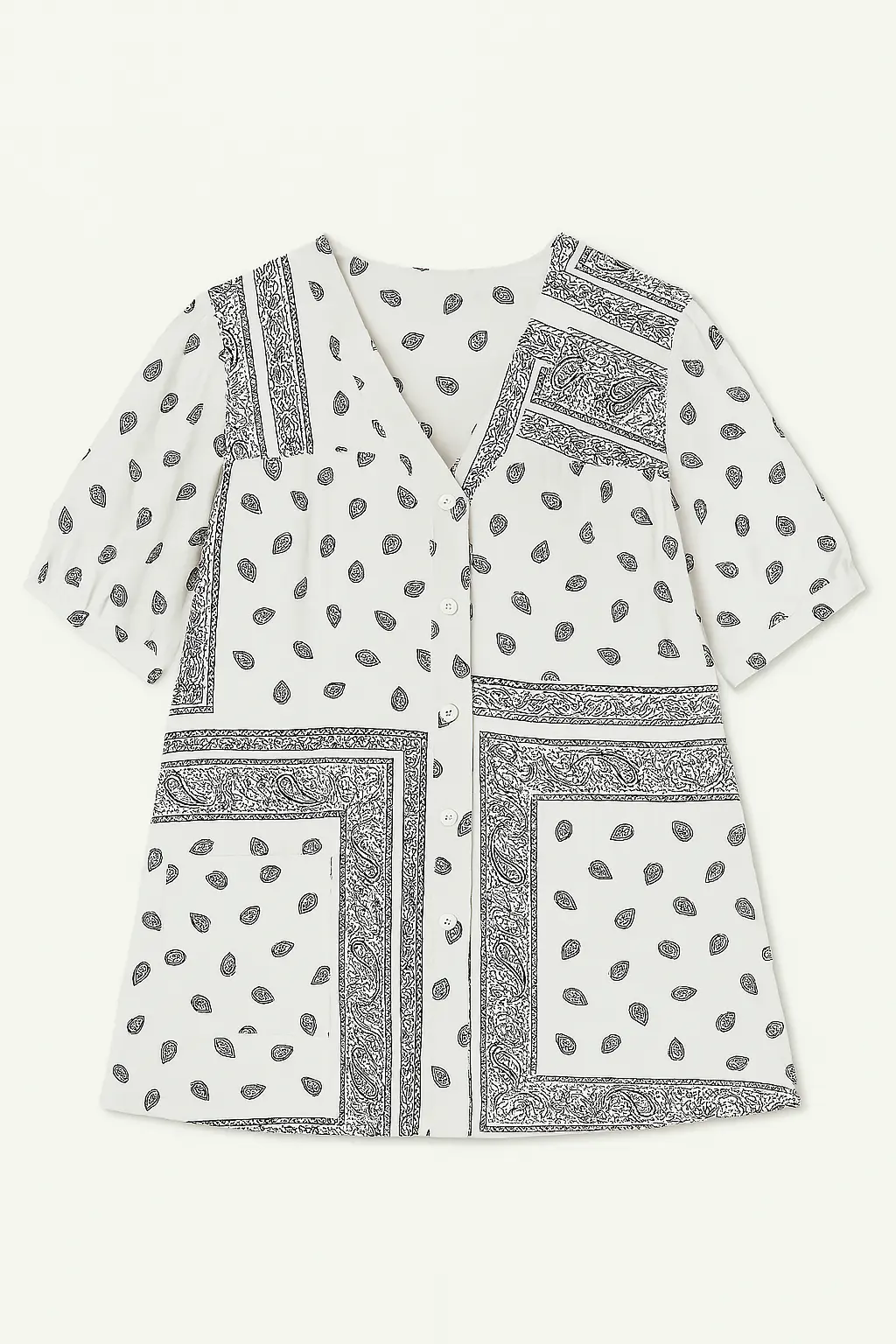 Camicia con maniche ampie e fantasia bandiera - Image 2
