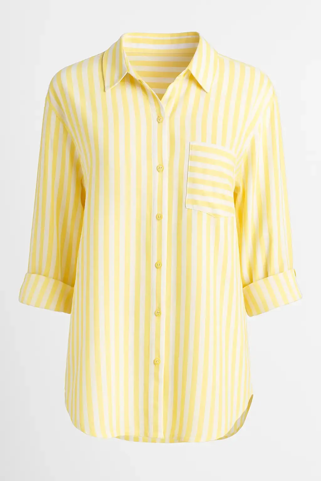 Camicia oversize con maniche lunghe risvoltate e taschino - Image 7
