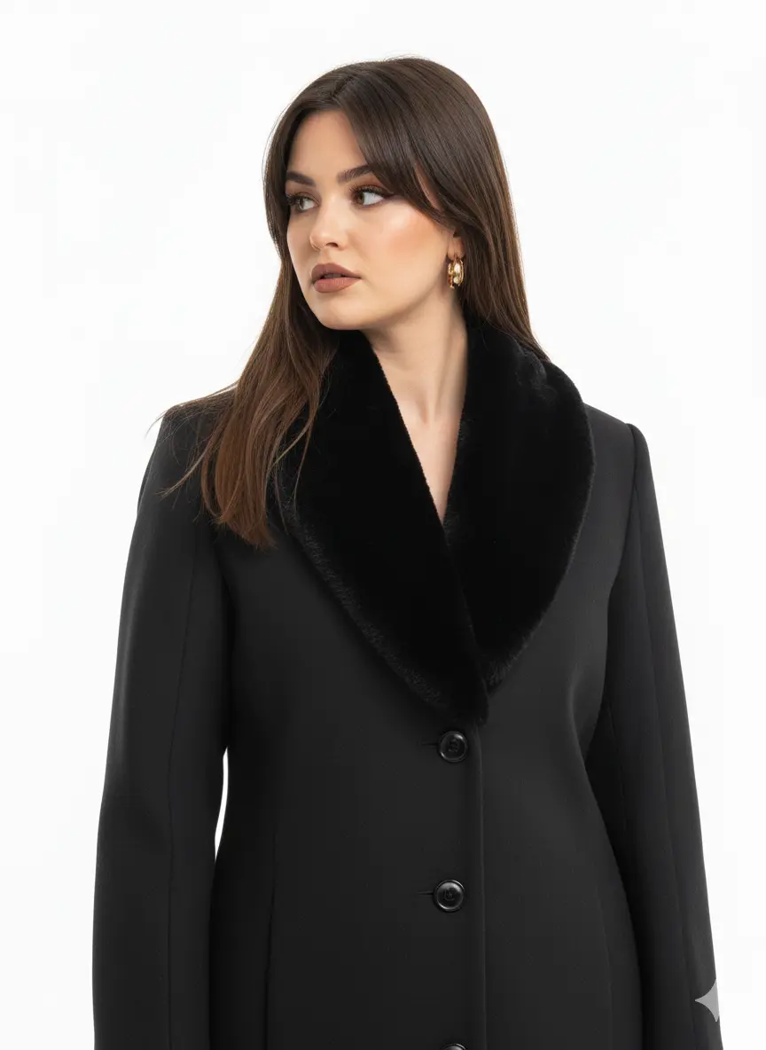 Cappotto lungo con collo in pelliccia - Image 6