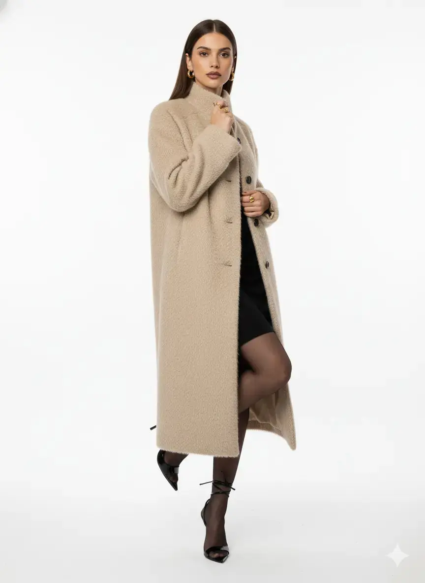 Cappotto lungo morbido con bottoni - Image 4