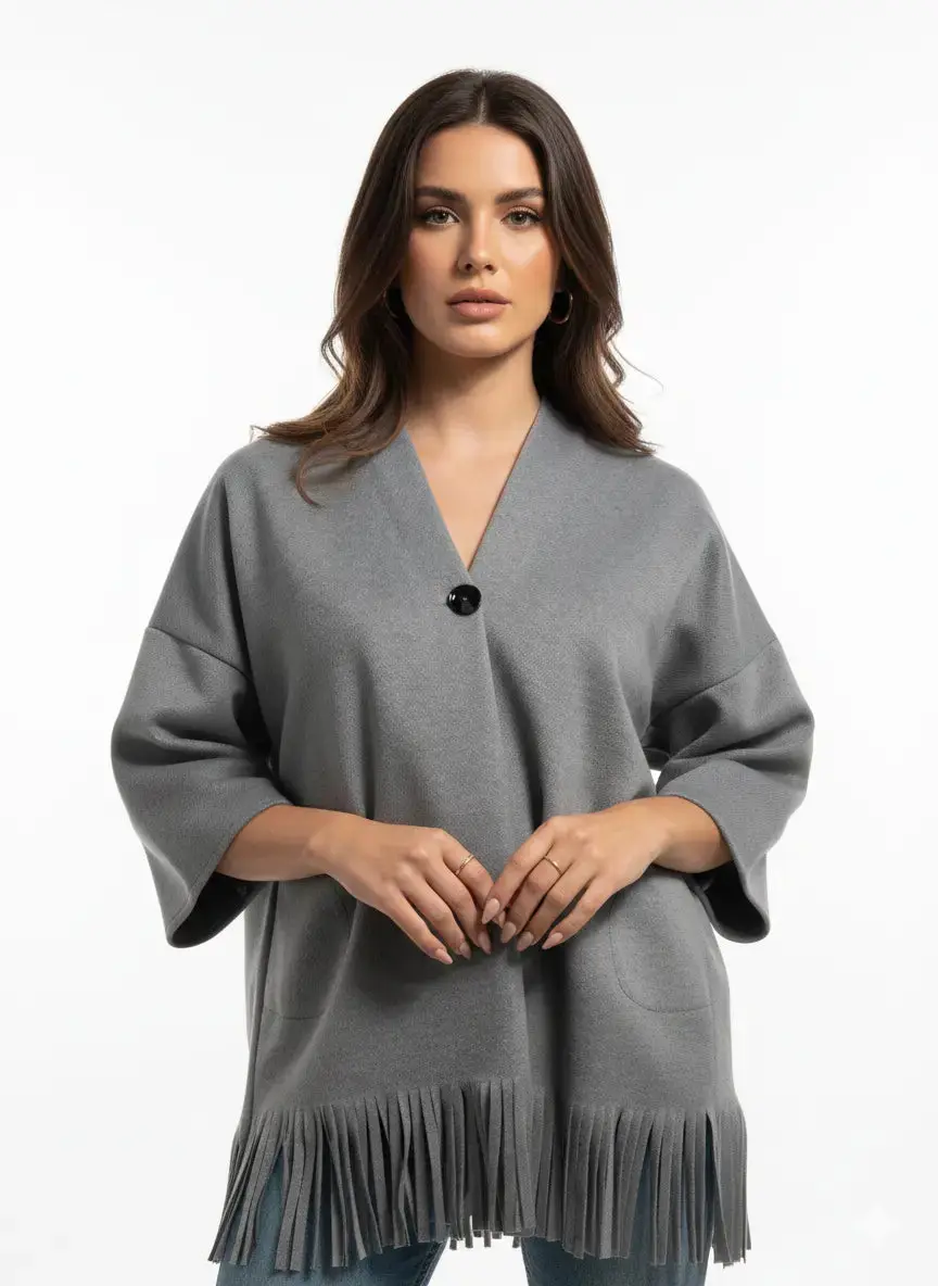 Cappotto sfoderato con frange - Image 2