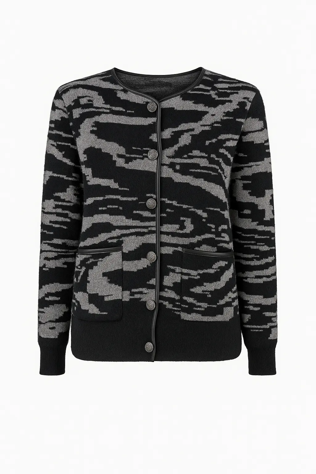 Cardigan bi-filato girocollo - Image 14