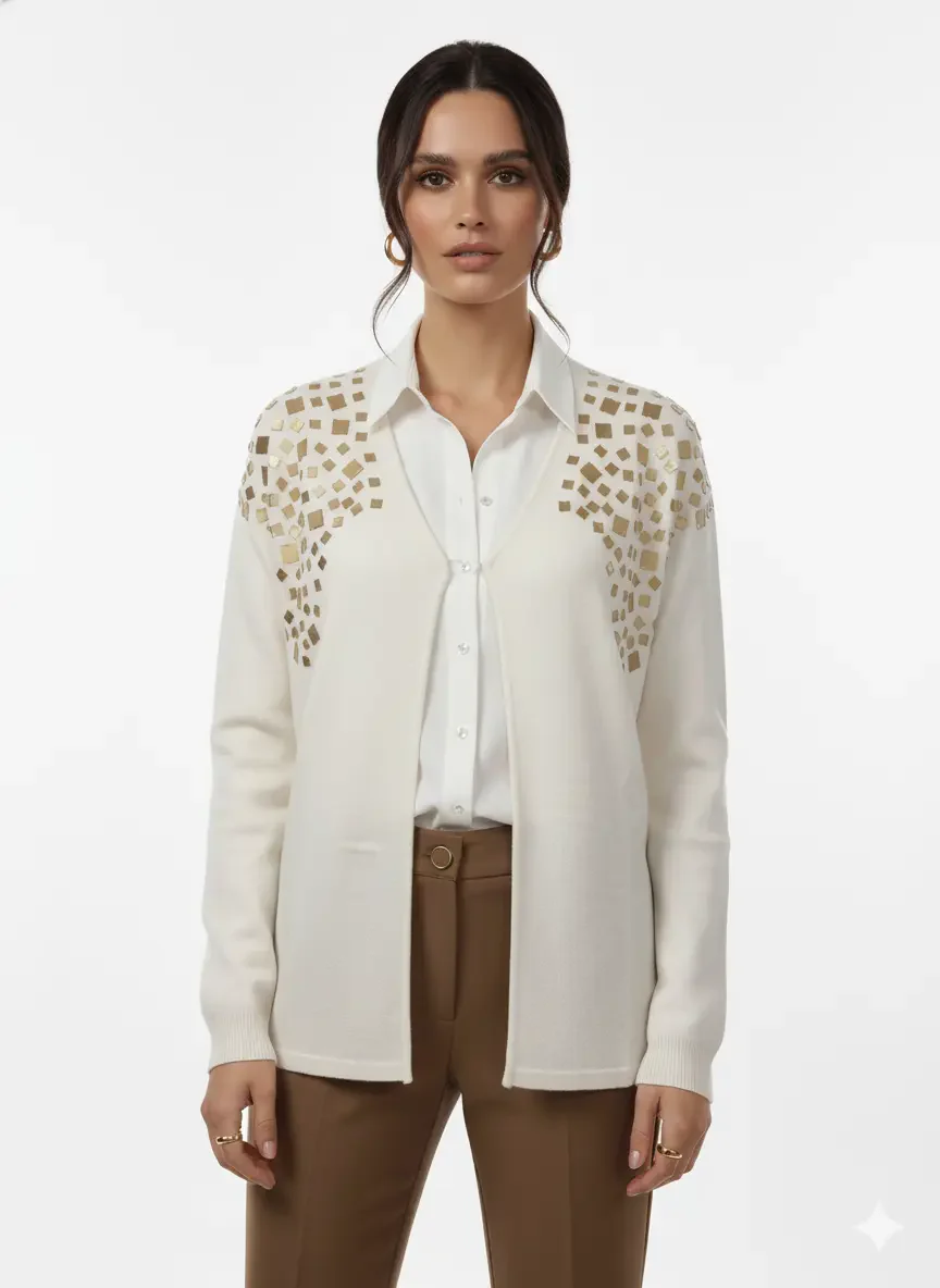 Cardigan con applicazione paillettes - Image 13