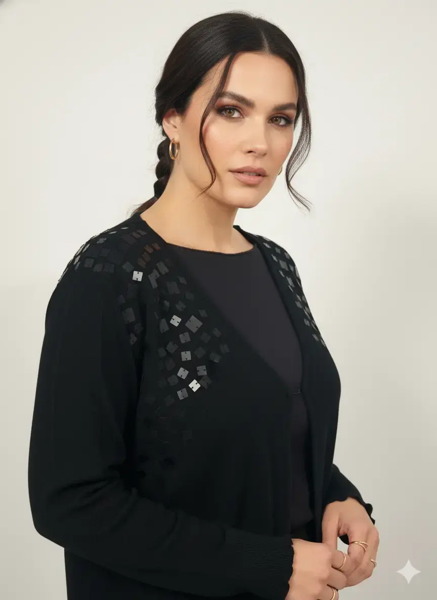 Cardigan con applicazione paillettes - Image 4