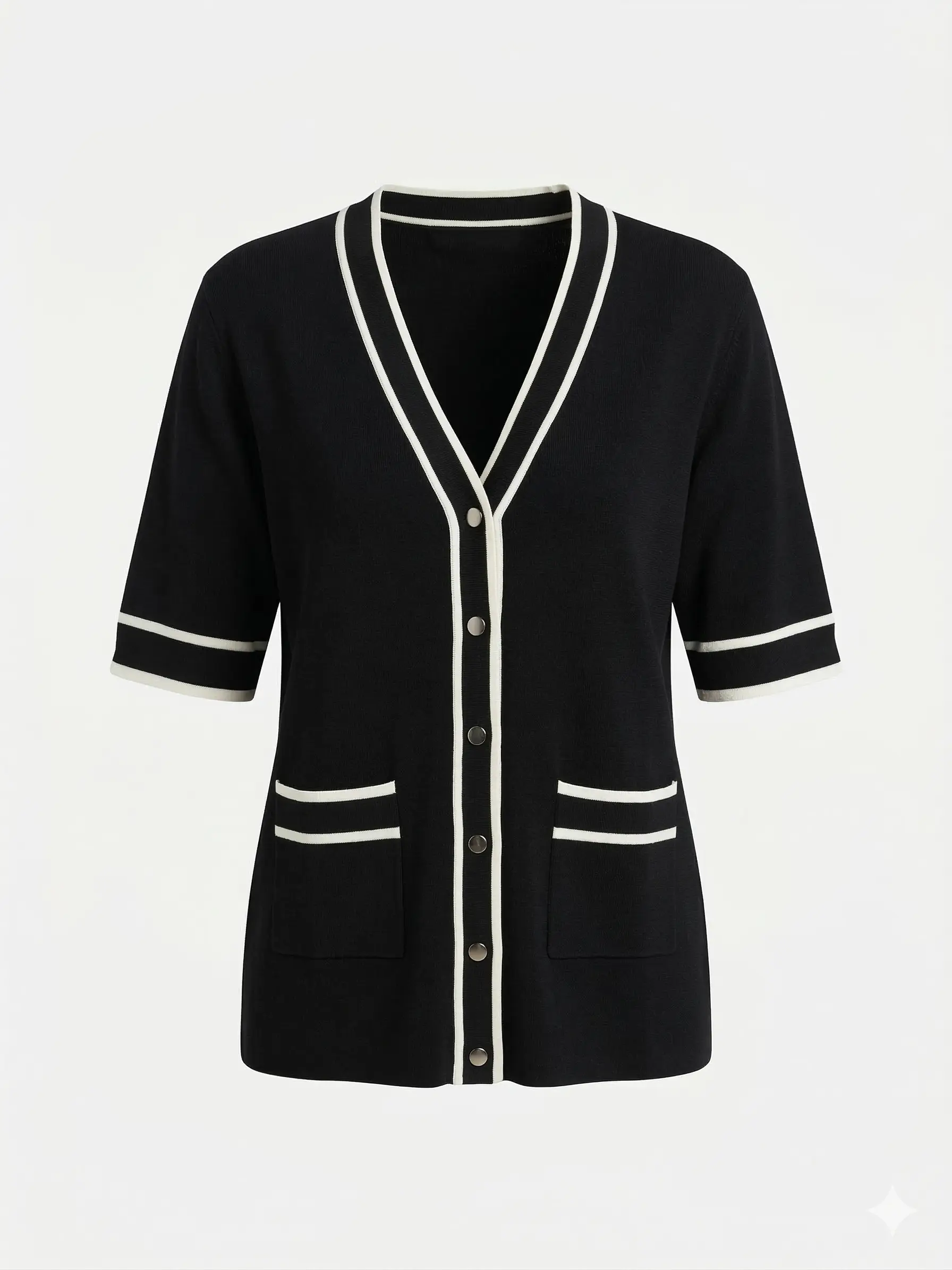 Cardigan con profili a contrasto