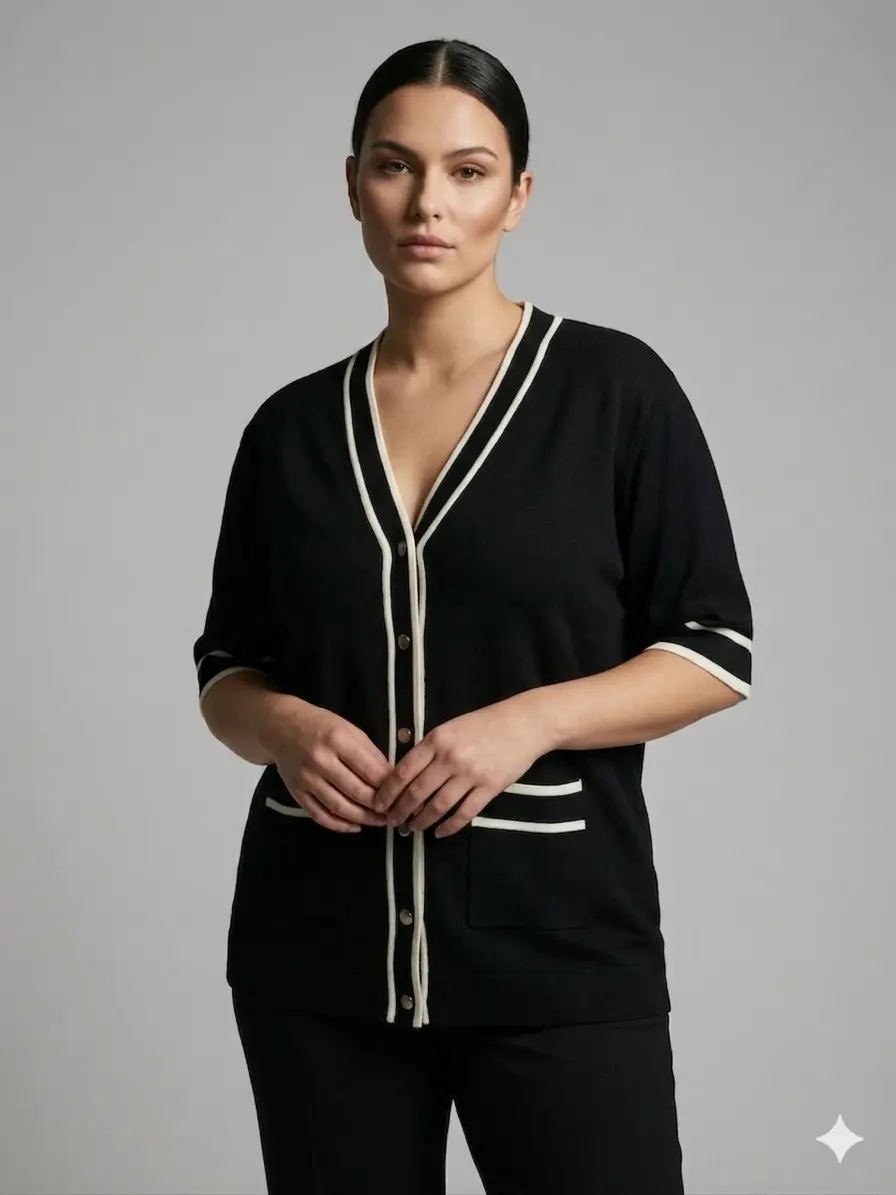 Cardigan con profili a contrasto - Image 3
