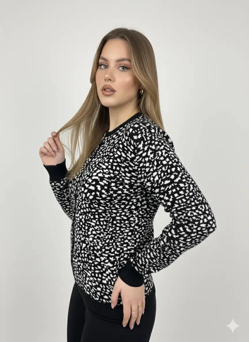 Cardigan jacquard con zip - Image 3