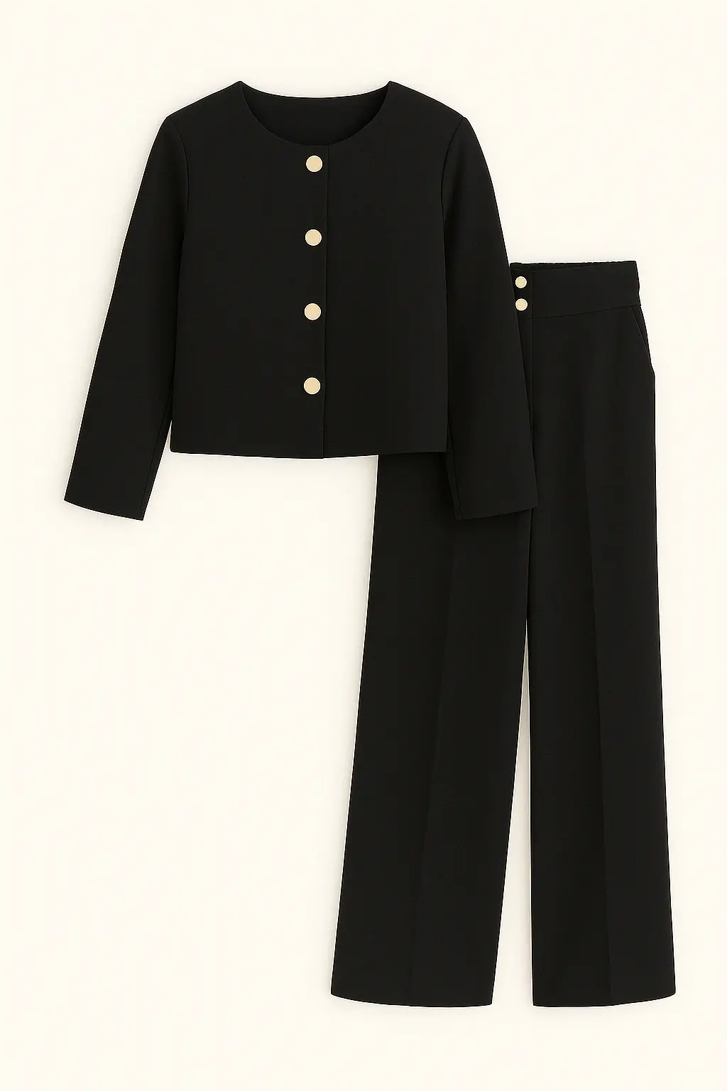Completo giacca monopetto boxed fit e pantaloni palazzo con retro bustino elastico - Image 3