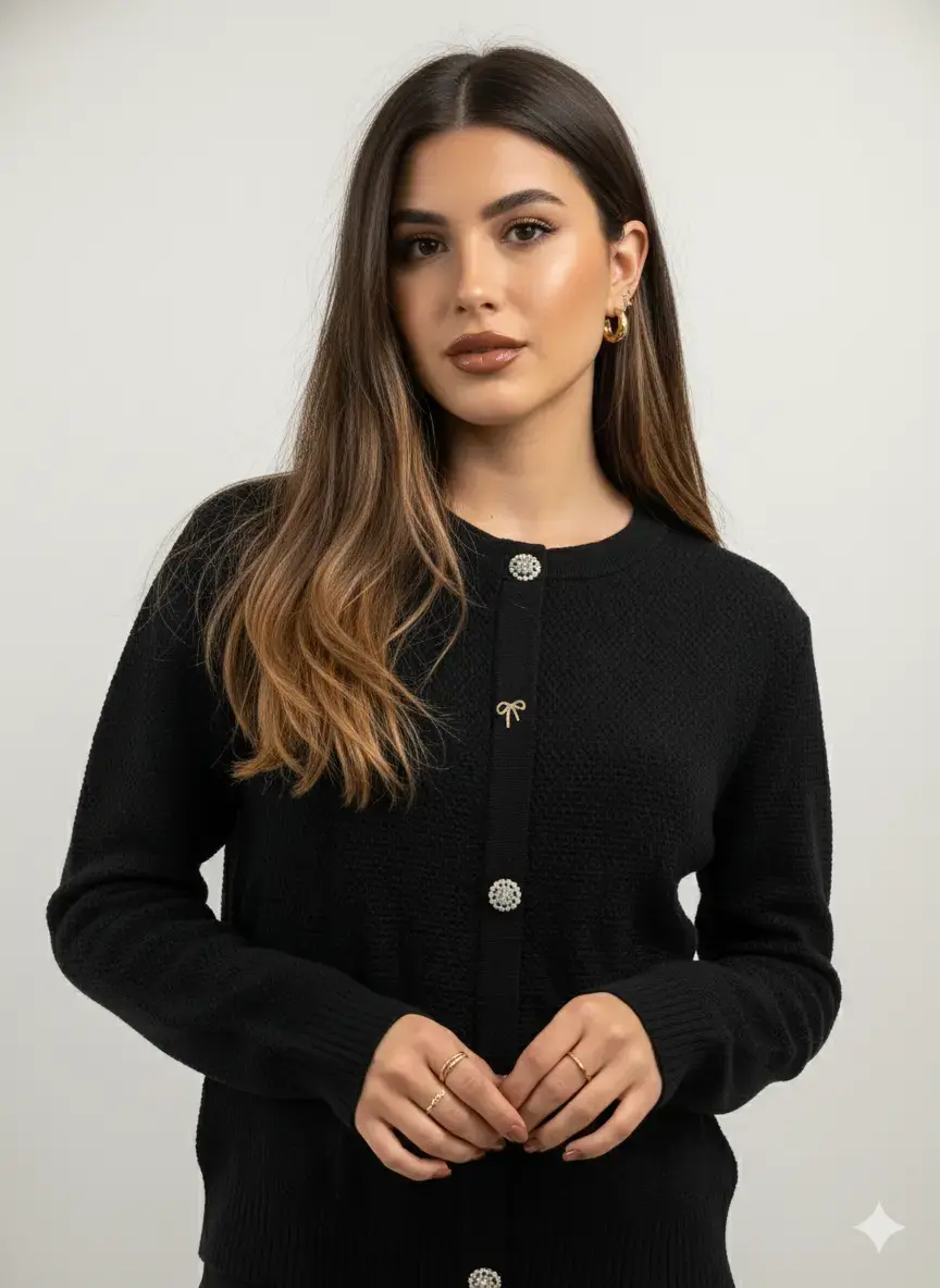 Finto cardigan con bottoni gioiello - Image 6