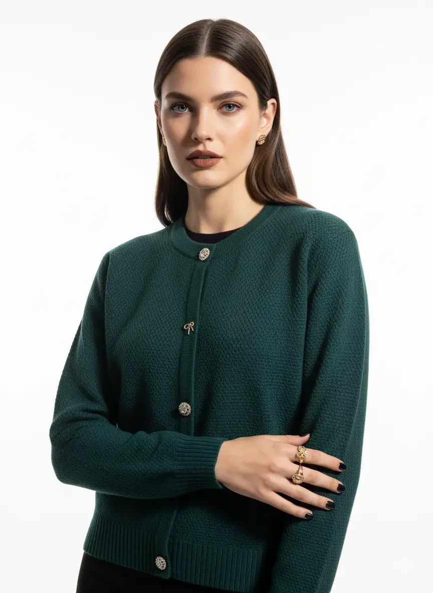 Finto cardigan con bottoni gioiello - Image 7