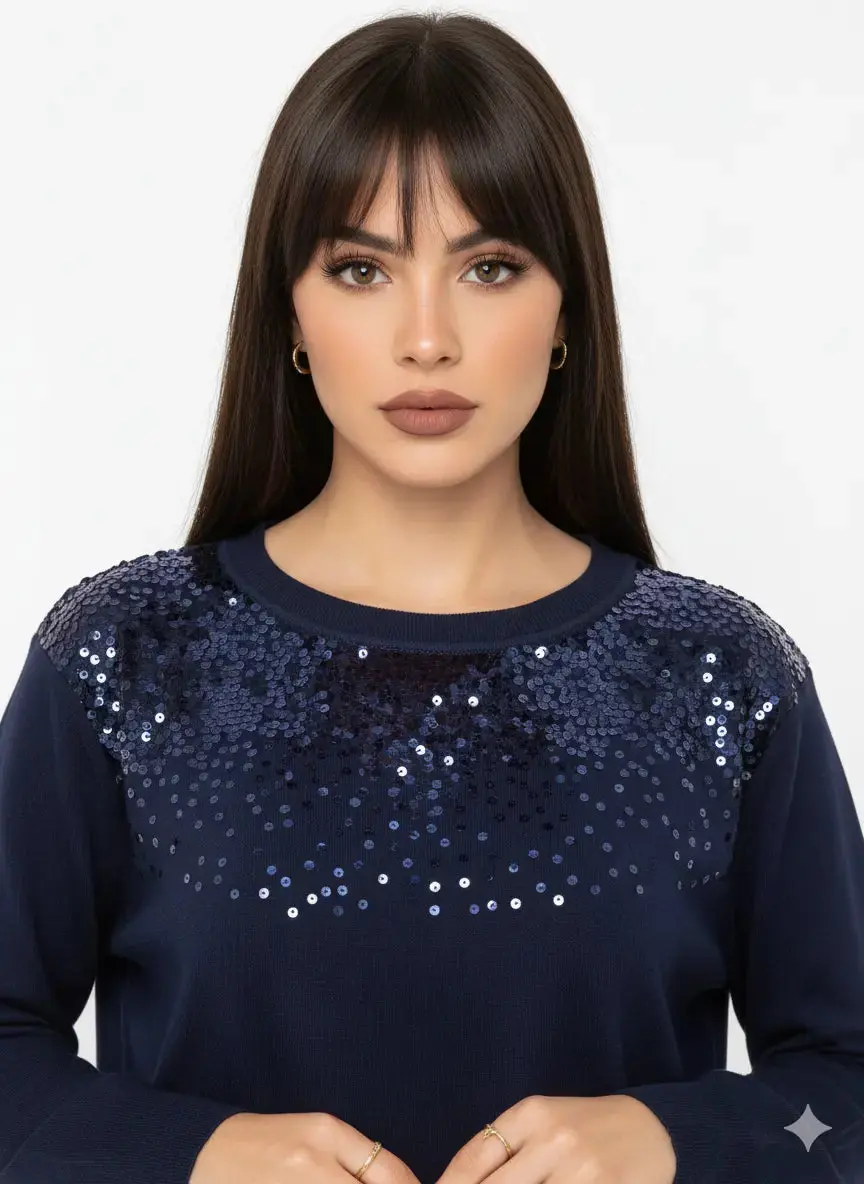 Girocollo con applicazione di paillettes - Image 4