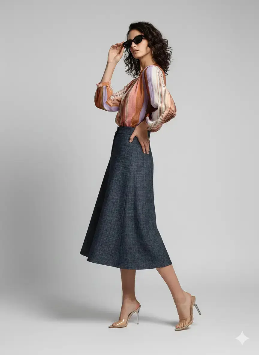 Gonna godet in jeans - Image 3