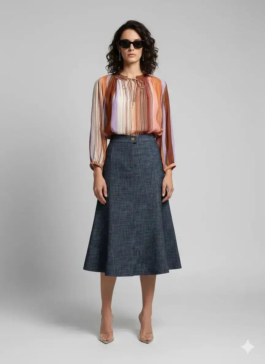 Gonna godet in jeans - Image 4