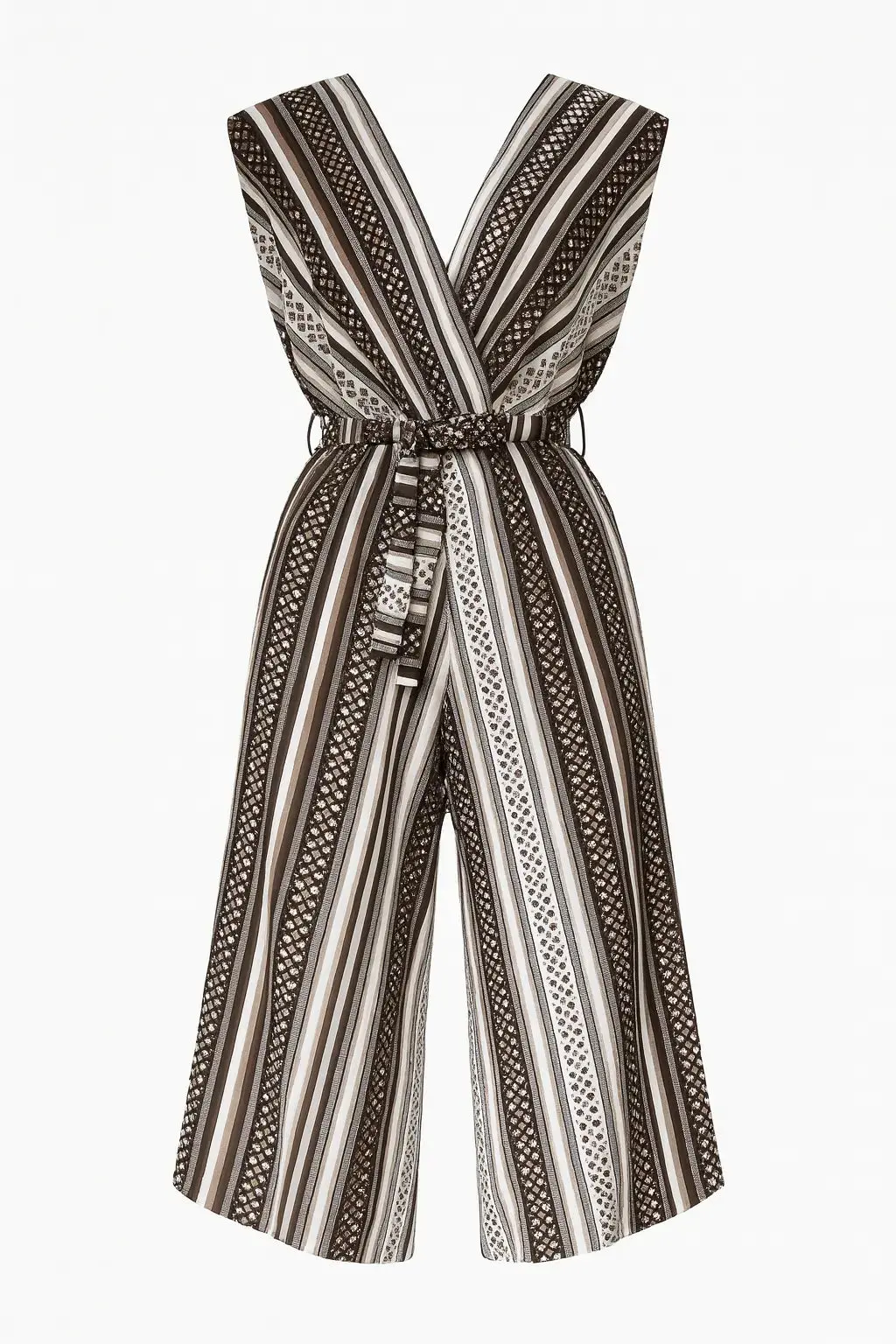 Jumpsuit ampia con scollo a "V" incrociato e fusciacca in vita - Image 10