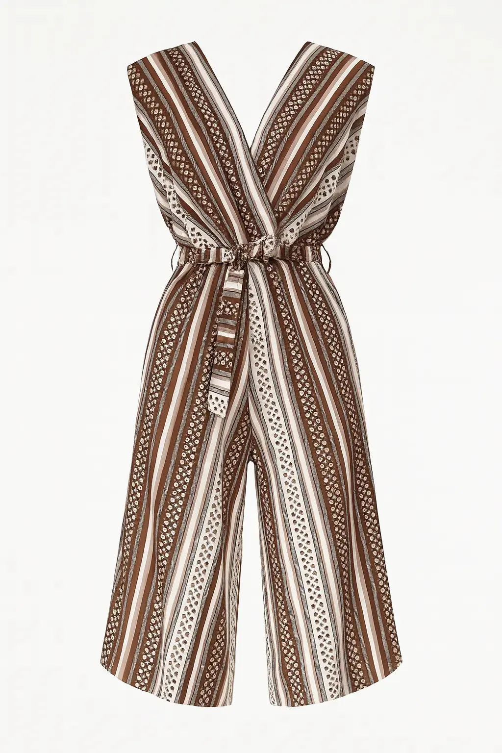 Jumpsuit ampia con scollo a "V" incrociato e fusciacca in vita - Image 11