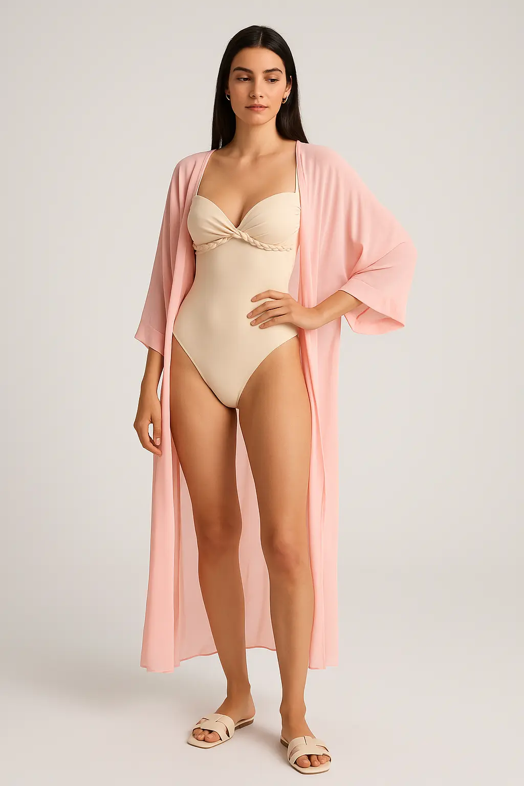 Kimono copricostume asimmetrico con fusciacca