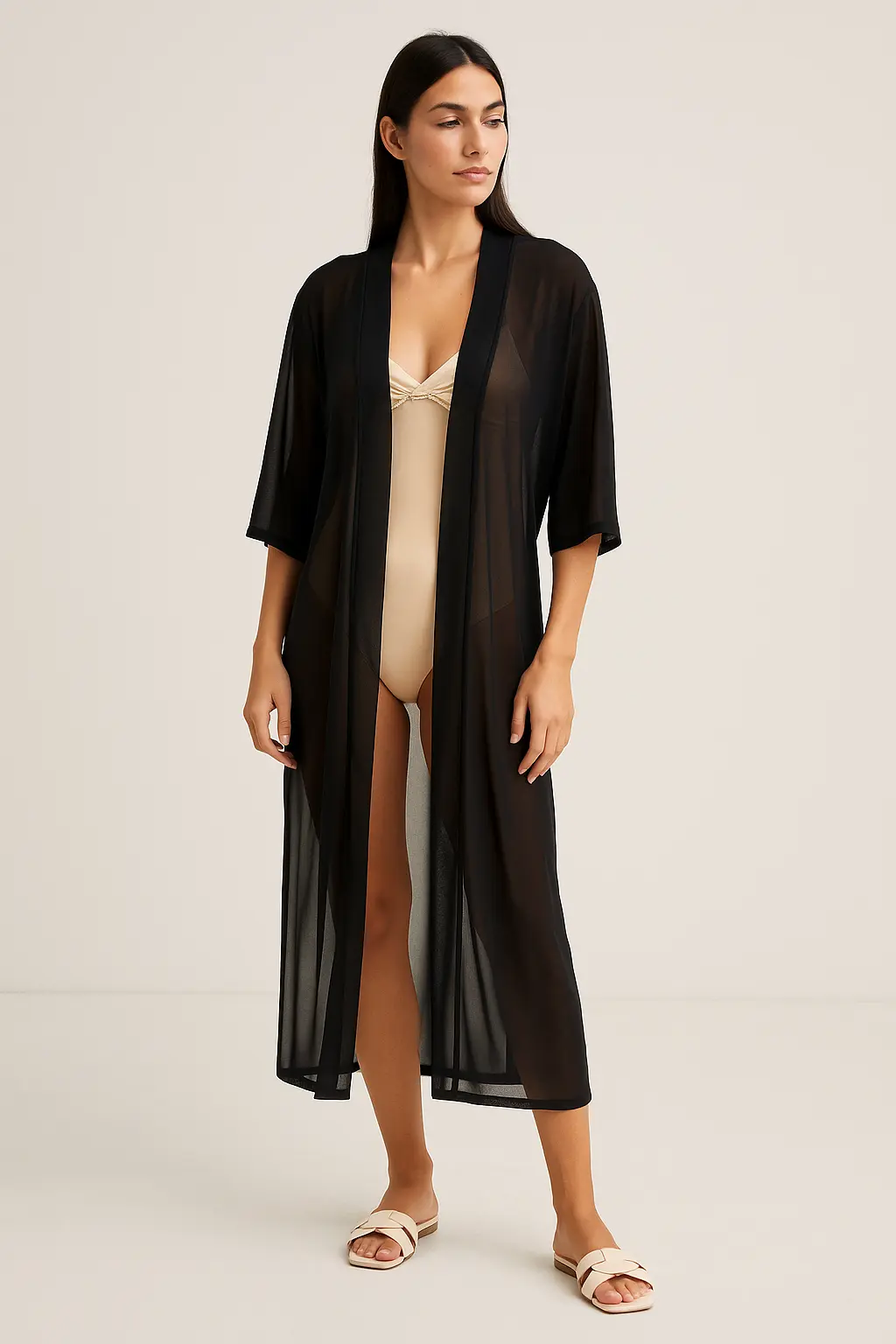 Kimono copricostume in georgette con fusciacca
