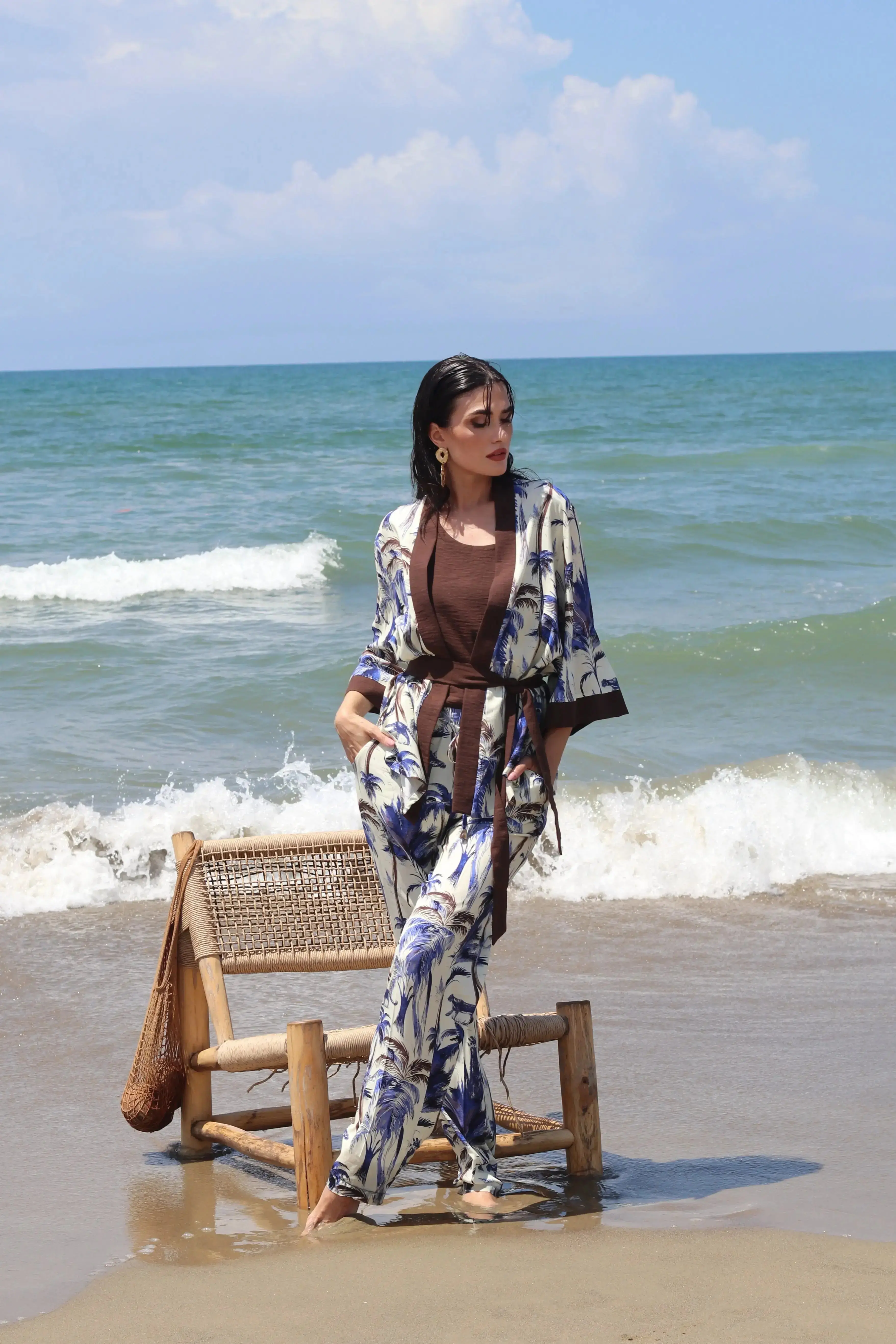 Kimono in fantasia jungle con fusciacca - Image 2