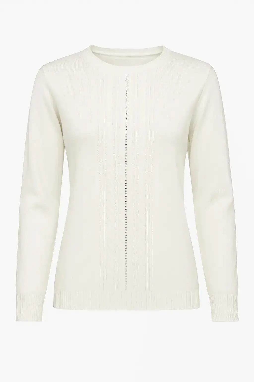 Maglia girocollo con trecce e dettagli strass