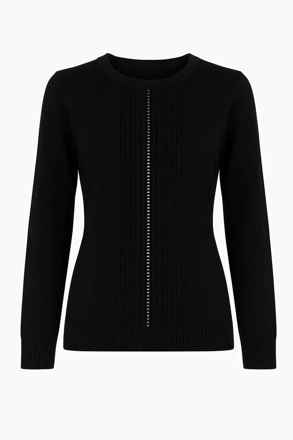 Maglia girocollo con trecce e dettagli strass - Image 7