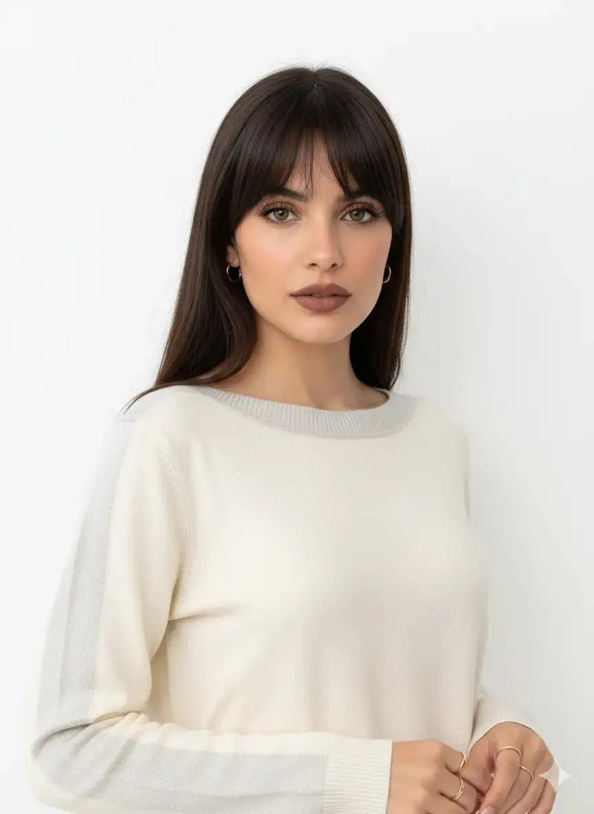 Maglia con scollo a barca con profili in lurex - Image 2
