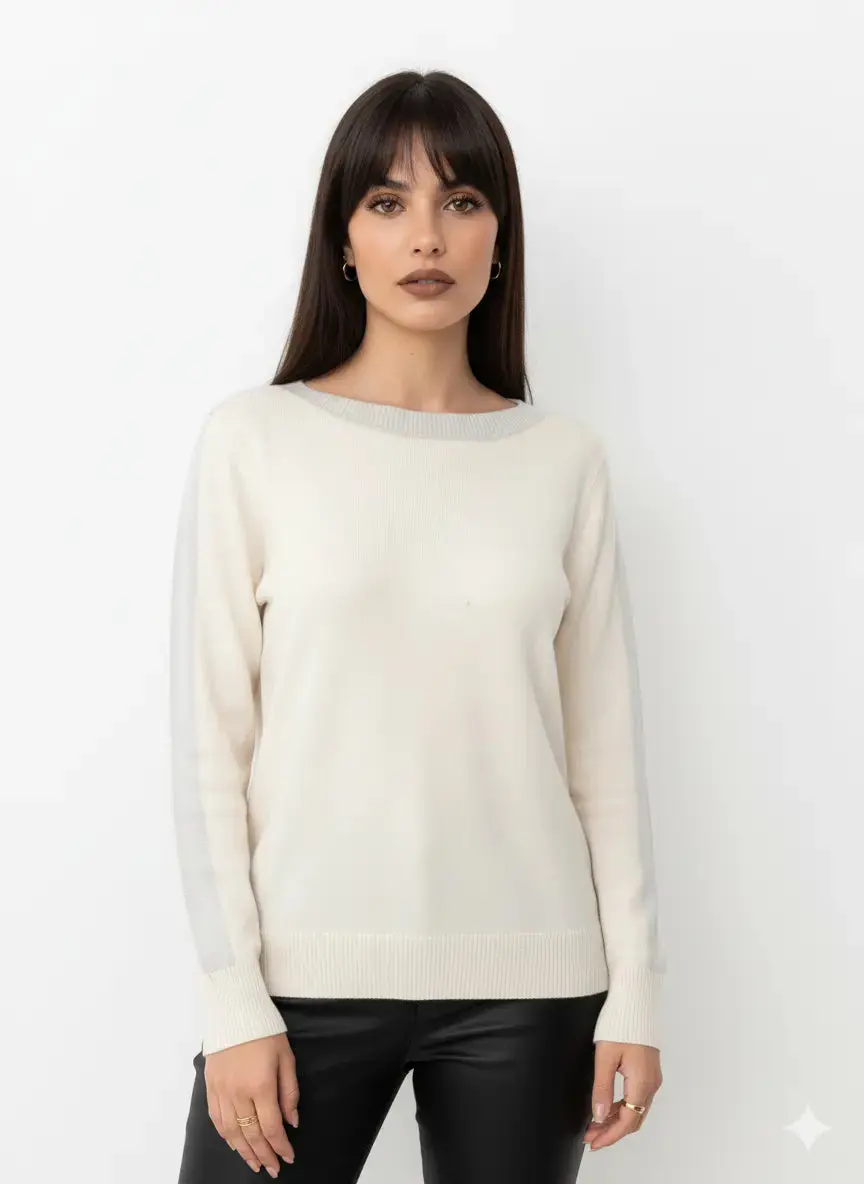 Maglia con scollo a barca con profili in lurex - Image 4