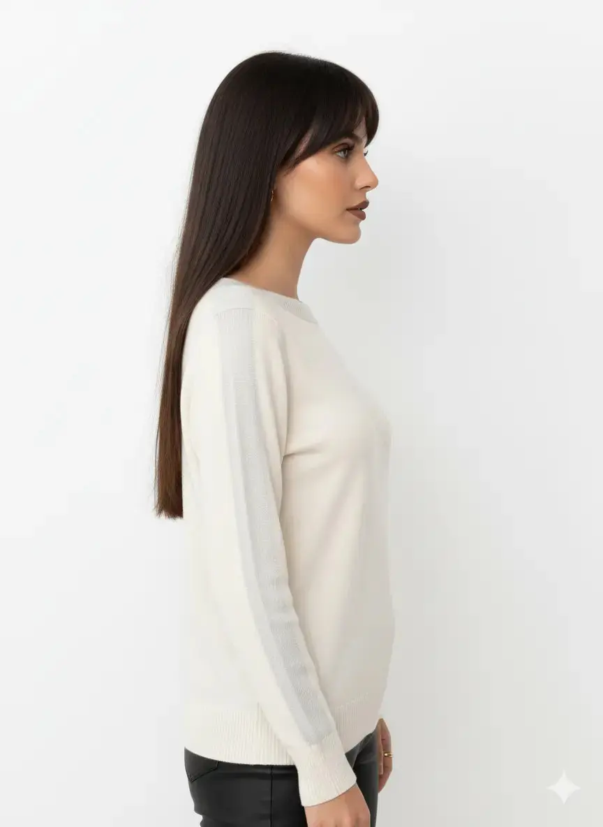 Maglia con scollo a barca con profili in lurex - Image 6