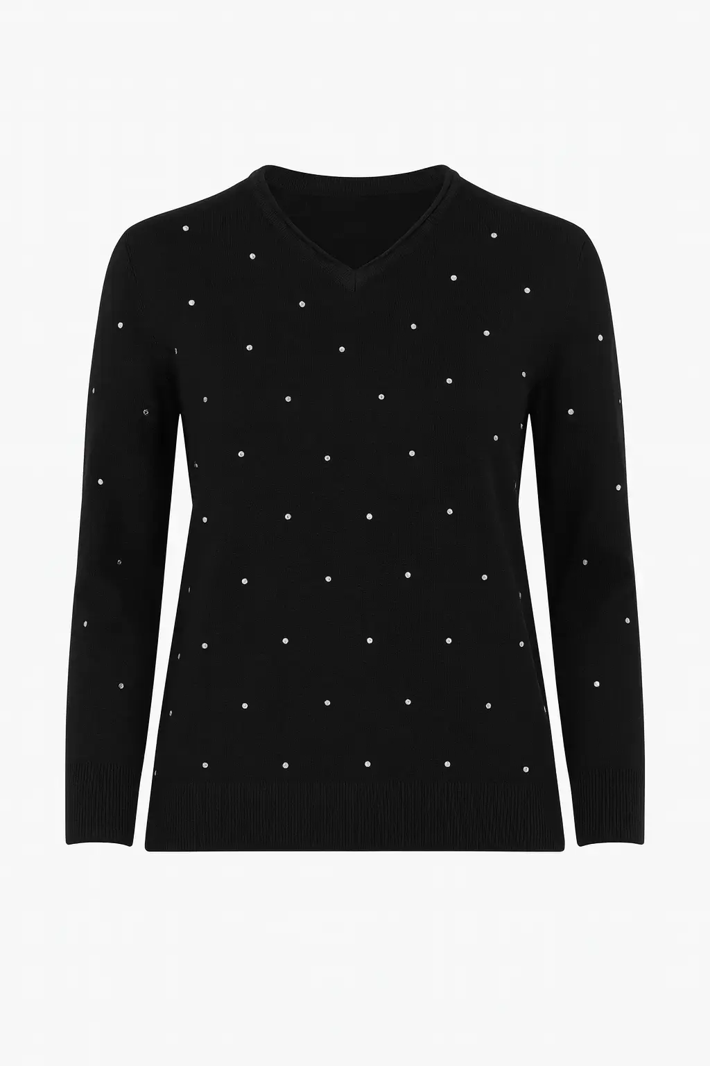 Maglia con strass e scollo a "V"