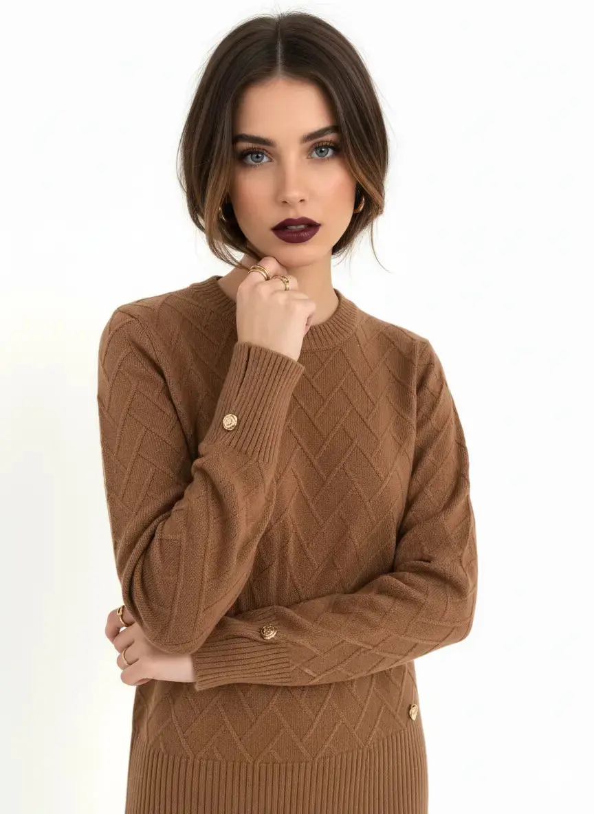 Maglia dolcevita con dettagli a treccia e collo removibile - Image 6