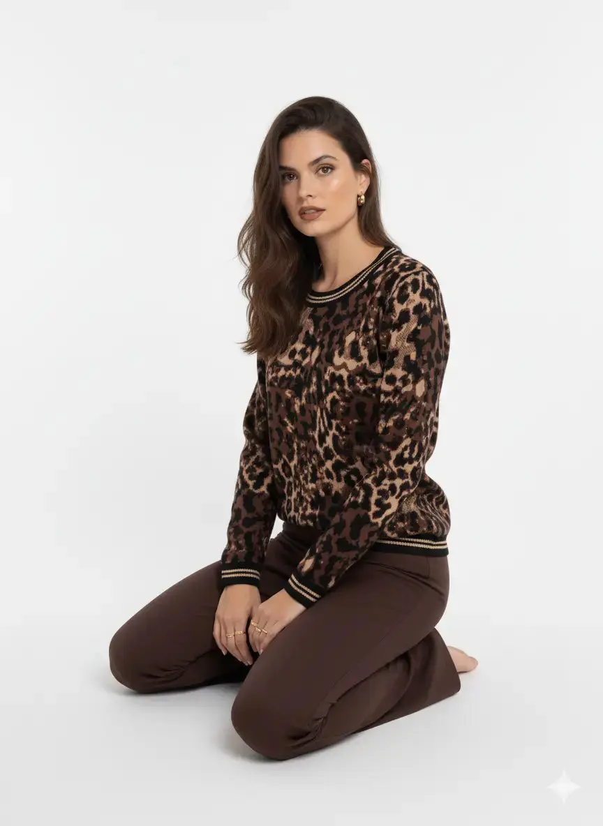 Maglia girocollo animalier - Image 3