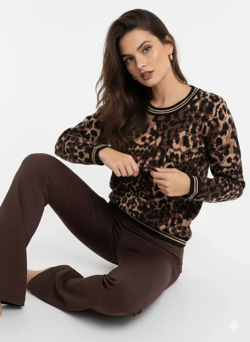 Maglia girocollo animalier - Image 6