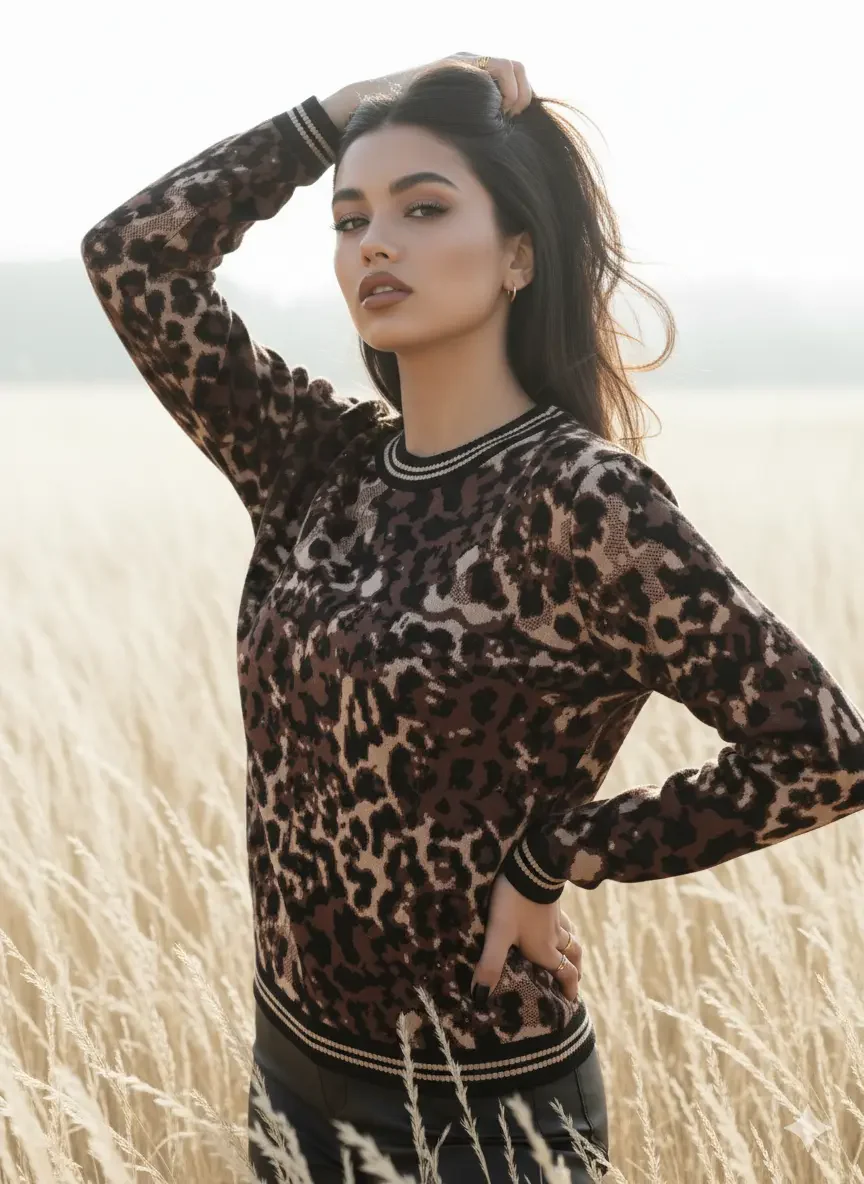 Maglia girocollo animalier - Image 7