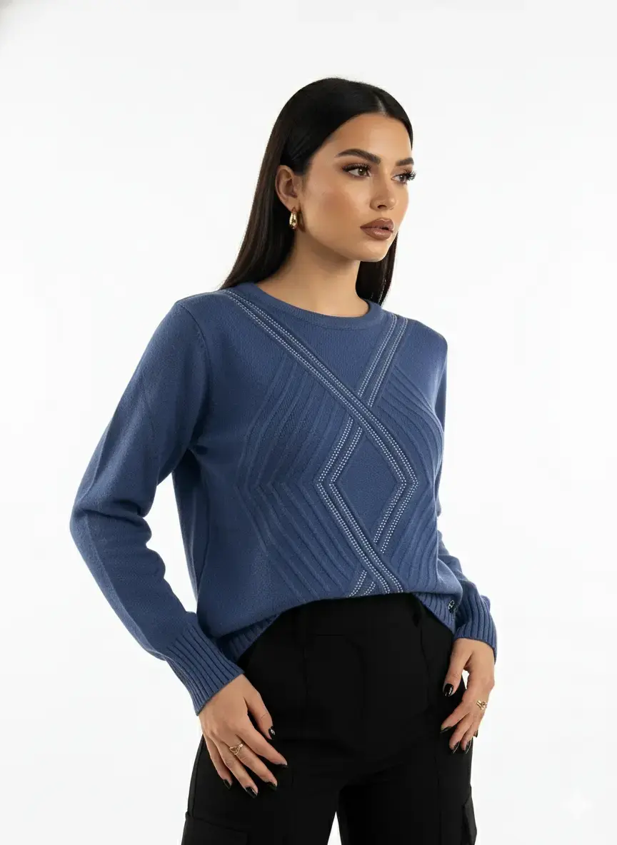 Maglia girocollo con applicazioni frontali - Image 4