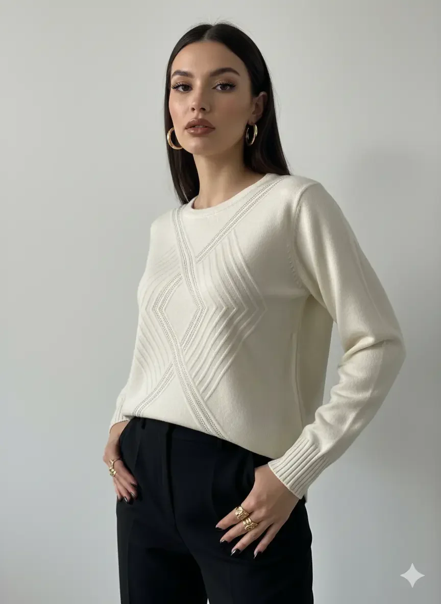 Maglia girocollo con applicazioni frontali - Image 6