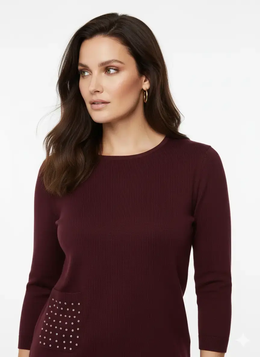 Maglia girocollo con dettagli in strass - Image 4