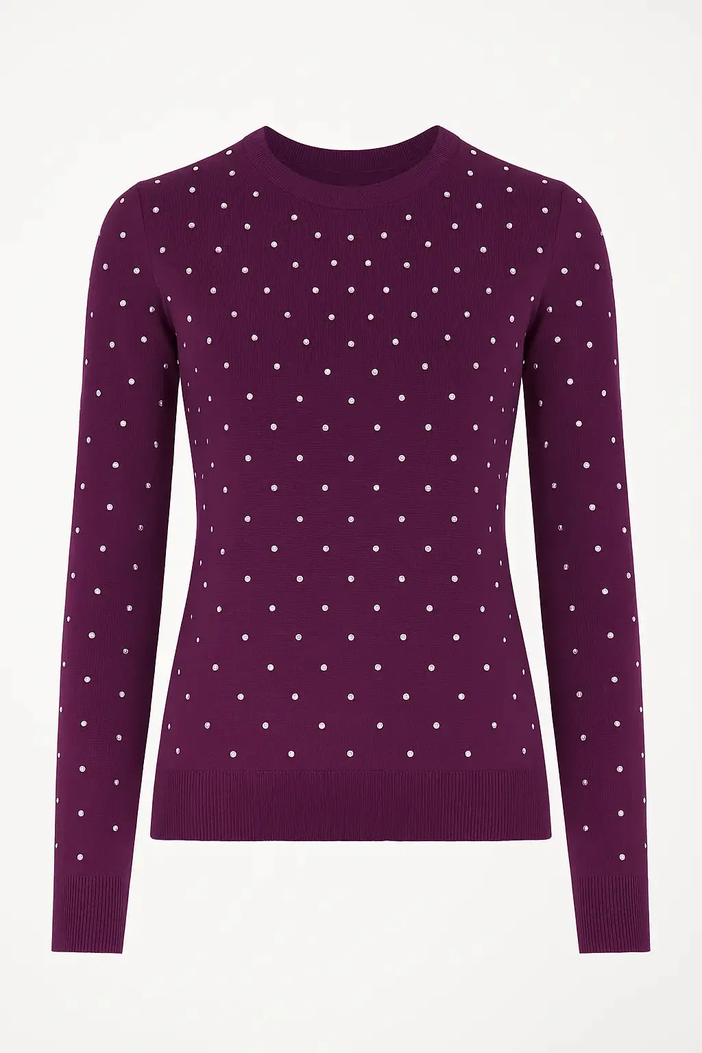 Maglia girocollo con dettagli strass