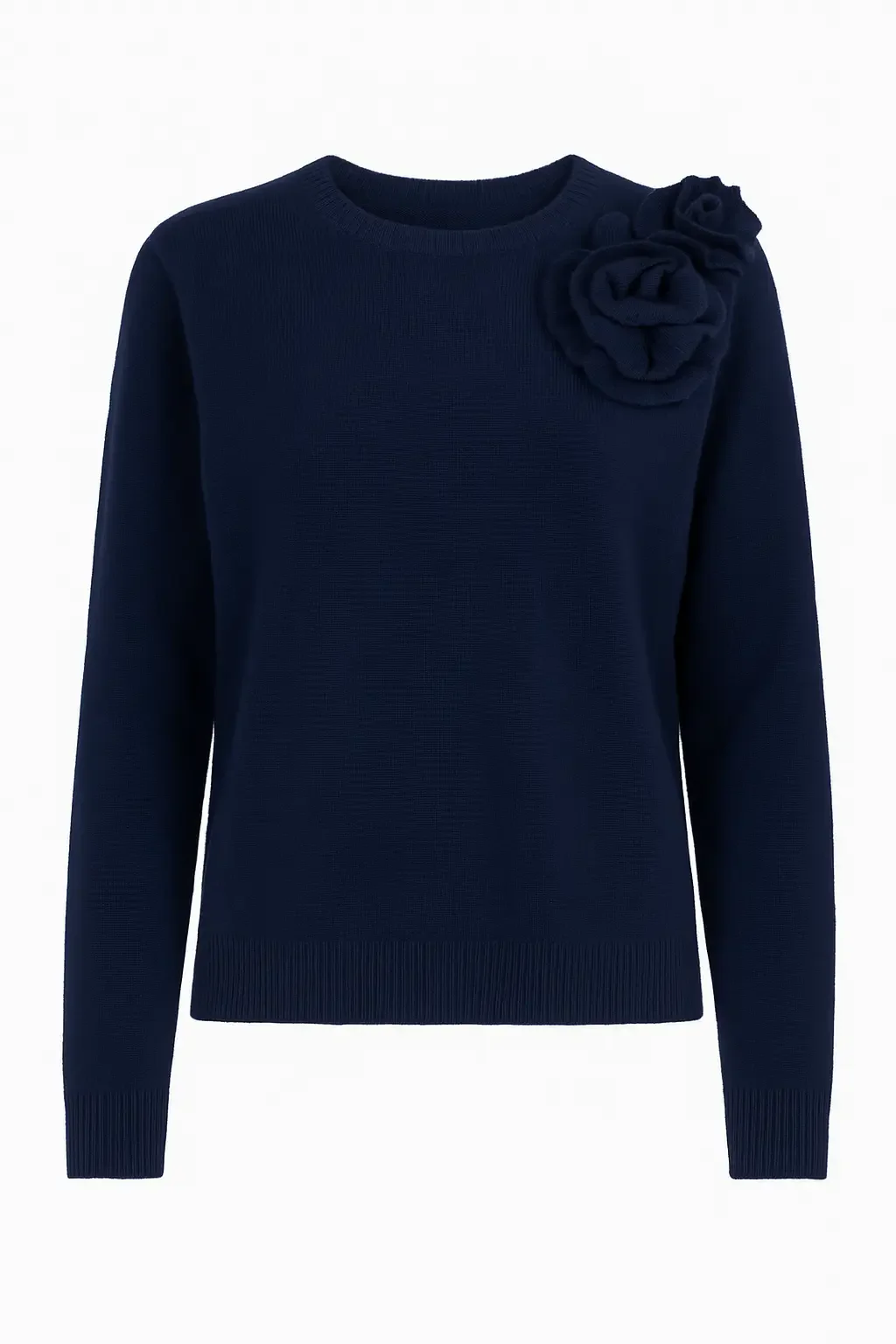 Maglia girocollo con fiori applicati - Image 13