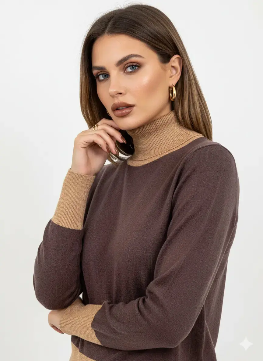 Maglia girocollo con profili a contrasto e collo staccabile - Image 7