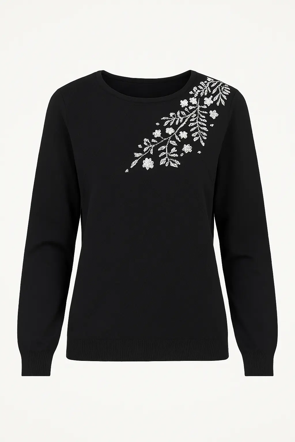 Maglia girocollo con ricamo in lurex - Image 7