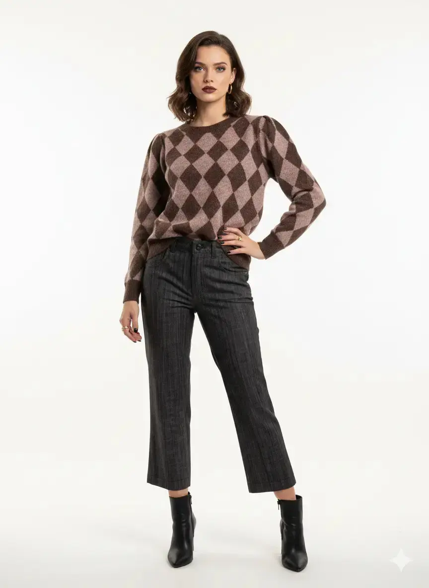 Maglia girocollo con rombi - Image 8