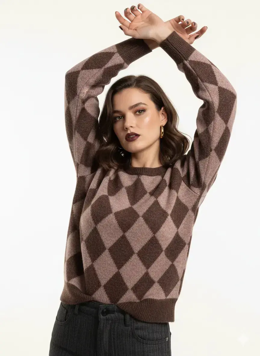 Maglia girocollo con rombi - Image 9