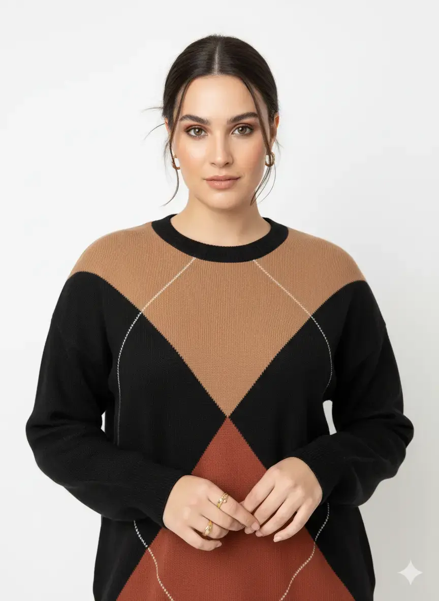 Maglia girocollo con rombi - Image 3