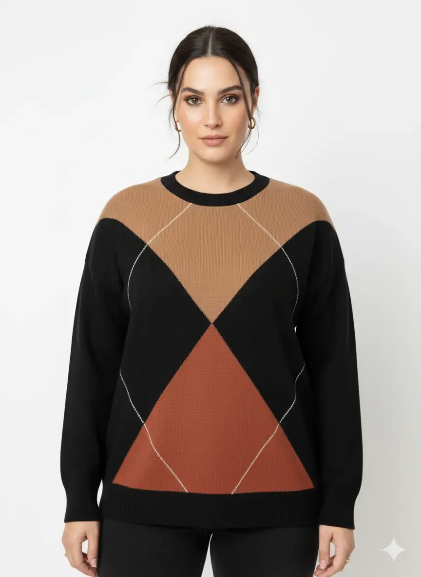 Maglia girocollo con rombi - Image 4