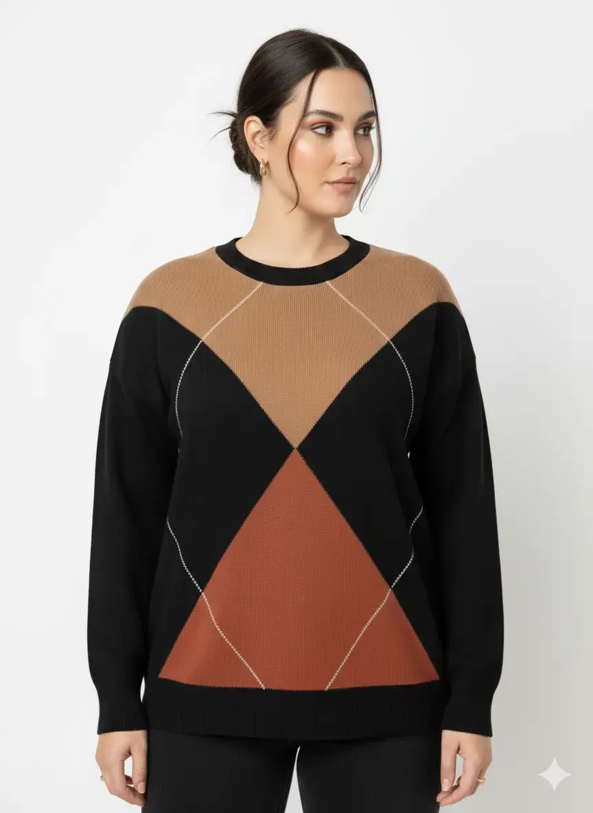 Maglia girocollo con rombi - Image 5