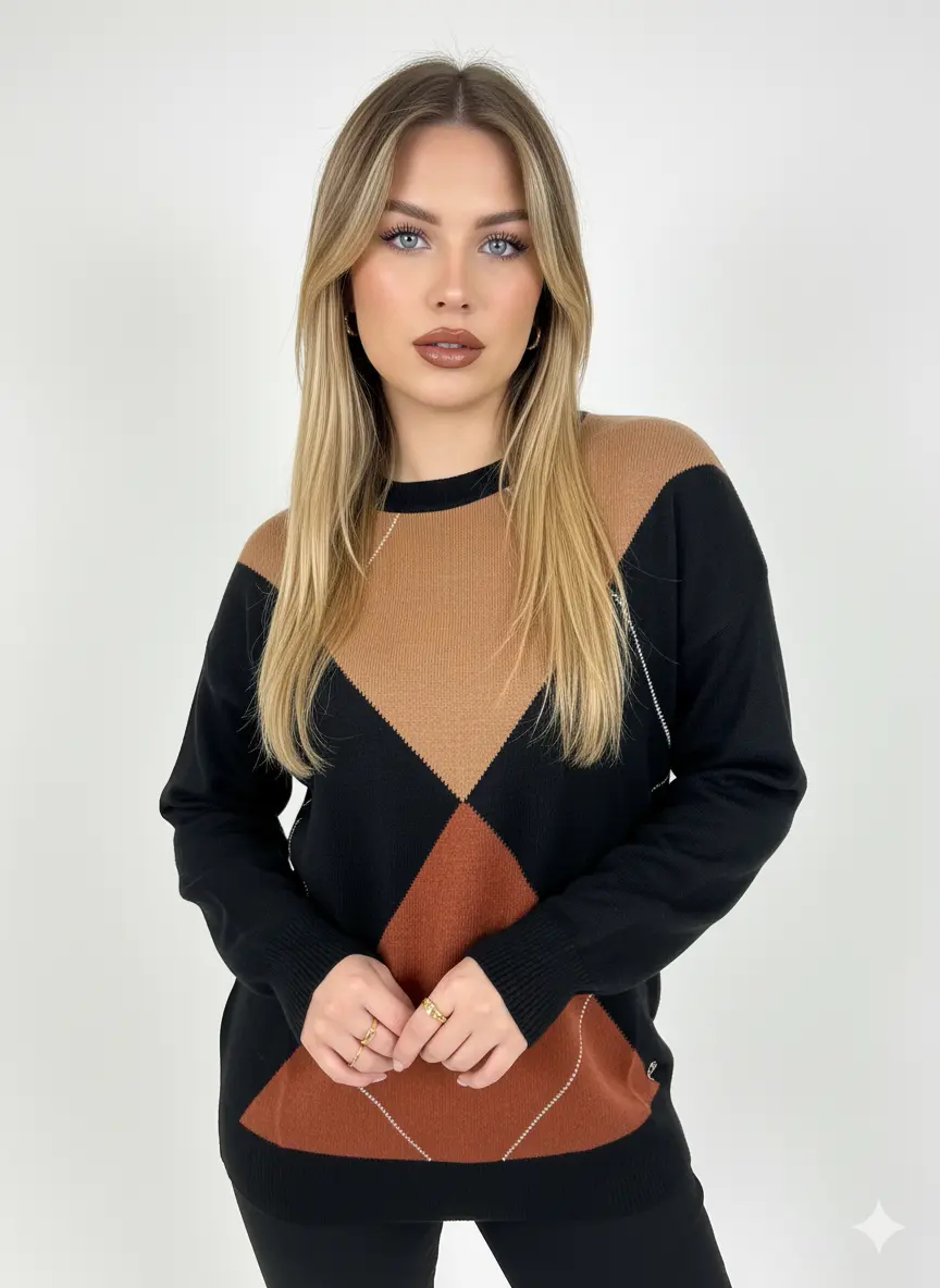 Maglia girocollo con rombi - Image 6