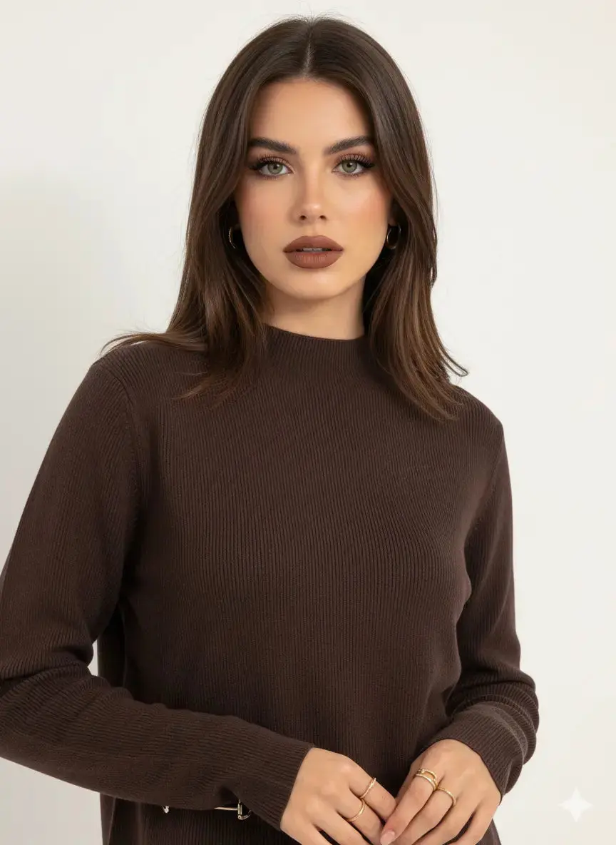 Maglia lupetto a costina con accessori - Image 9