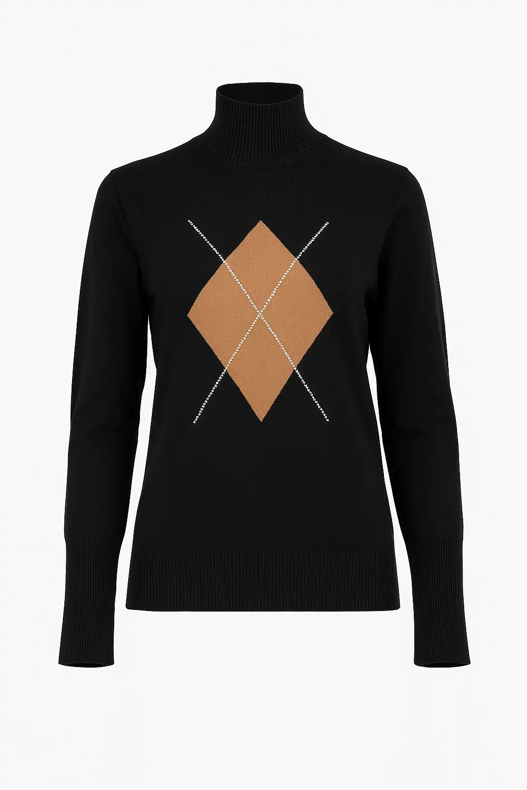 Maglia lupetto con rombo e applicazioni