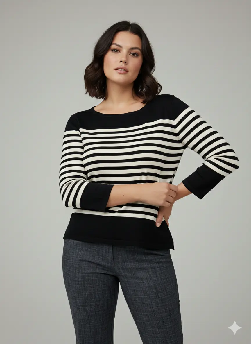 Maglia scollo madonna a righe - Image 3
